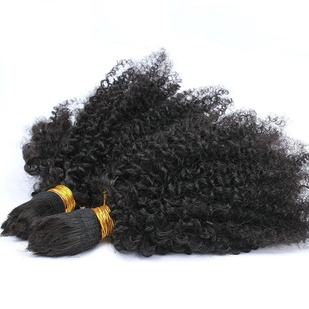 8-30 Inch Cheap Afro Kinky Curly With Bulk Extension Braid Single Donor Raw Virgin Hair Unprocessed 100% Bulk Human Hair Bundles image 4