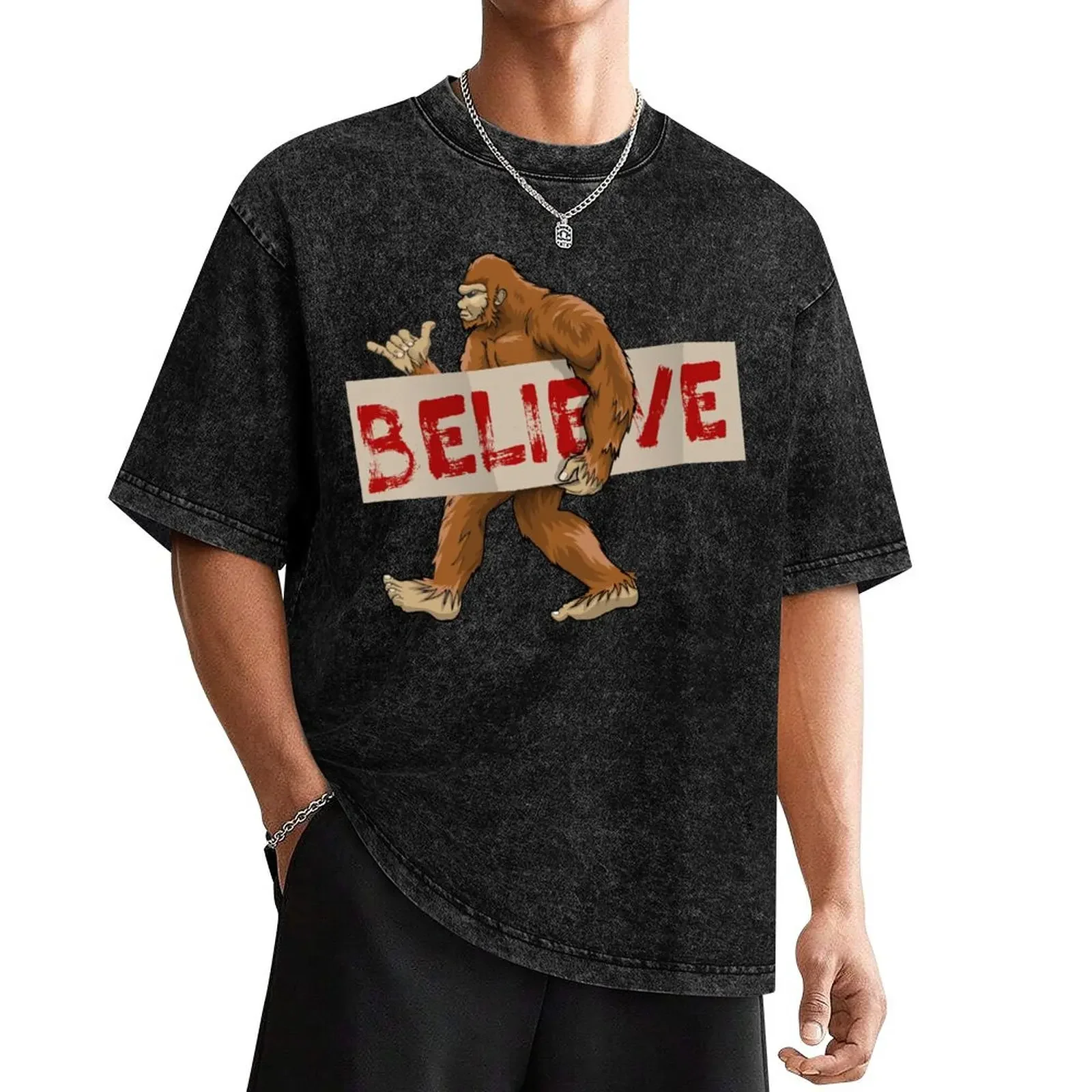 

Bigfoot Believe Illustration T-Shirt plus sizes shirts graphic tees cotton t shirt men