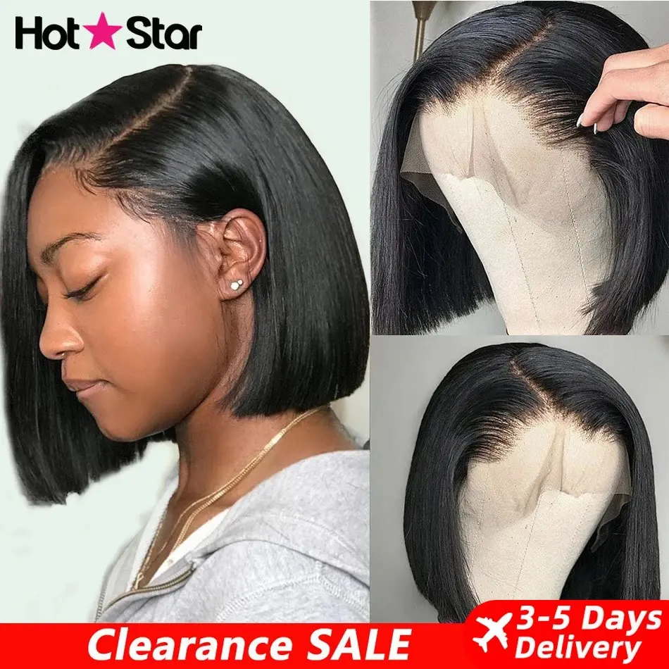 Halloween 13X6 Straight Short Bob  13x4 Lace Front Human Hair Wigs Brazilian Pre Plucked Baby Hair Frontal Wigs 180% 16 inch