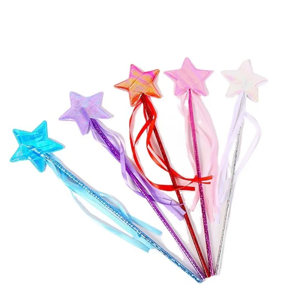 Varita de Hada de estrella de ensueño para niñas, varita de princesa para juegos de rol, estrella de cinco puntas, varita de plástico para niños, accesorios de Cosplay