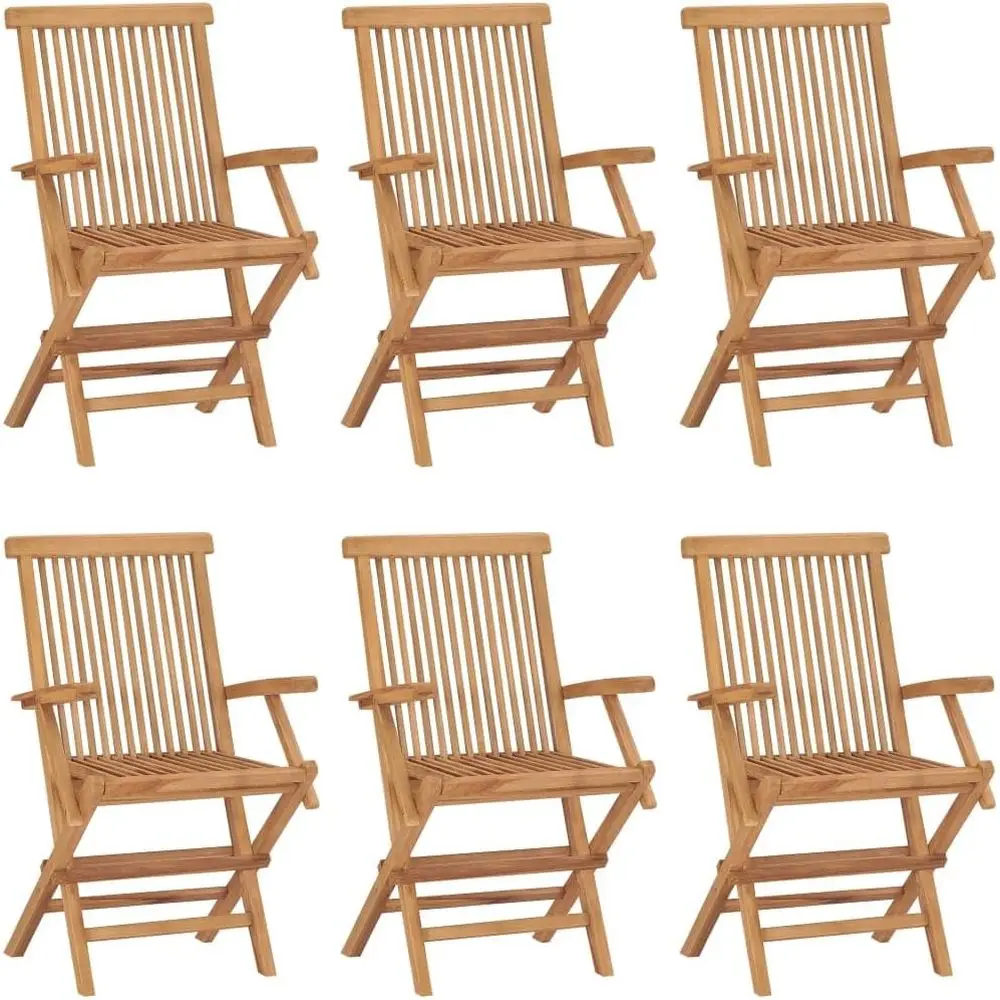 

Set of 6 Premium Teak Outdoor Lounge Chairs for Patio, Garden, Beach, and Dining - Comfortable, Durable with Waterbase Finish