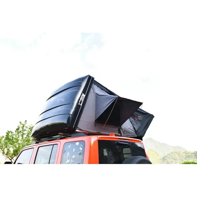 

Custom Outdoor Camping Aluminum 4 Person Triangle Car Rooftop Clamshell Black Gray Hard Shell Roof Top Tent