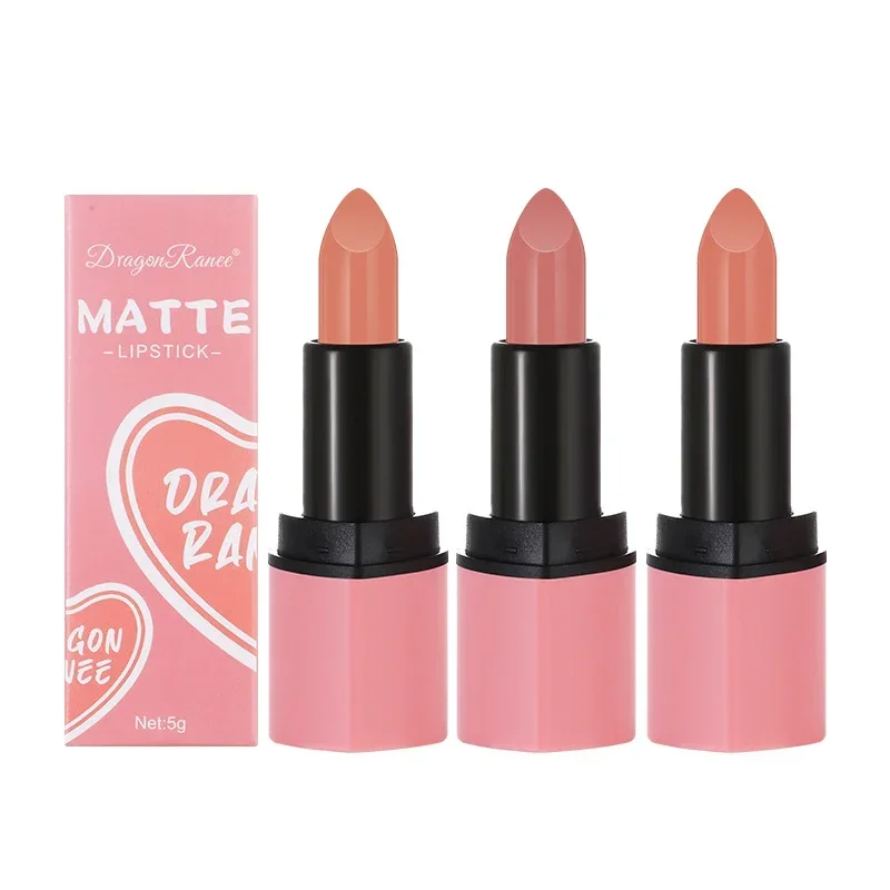 Heallor ลิปสติกหัวใจแห่งความรักที่น่ารัก lipstik Nude Matte กำมะหยี่สีชมพูสีแดงกันน้ำลิปสติกติดทนลิปบาล์มคราบชุดลิปสี mA