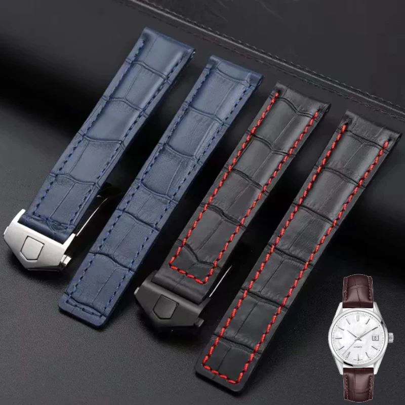 Watch Bands For Tag Heuer Watch Carrera Monaco Watch Belt Black Brown Bracelet Genuine Leather Wristband Strap 20mm 22mm 24mm