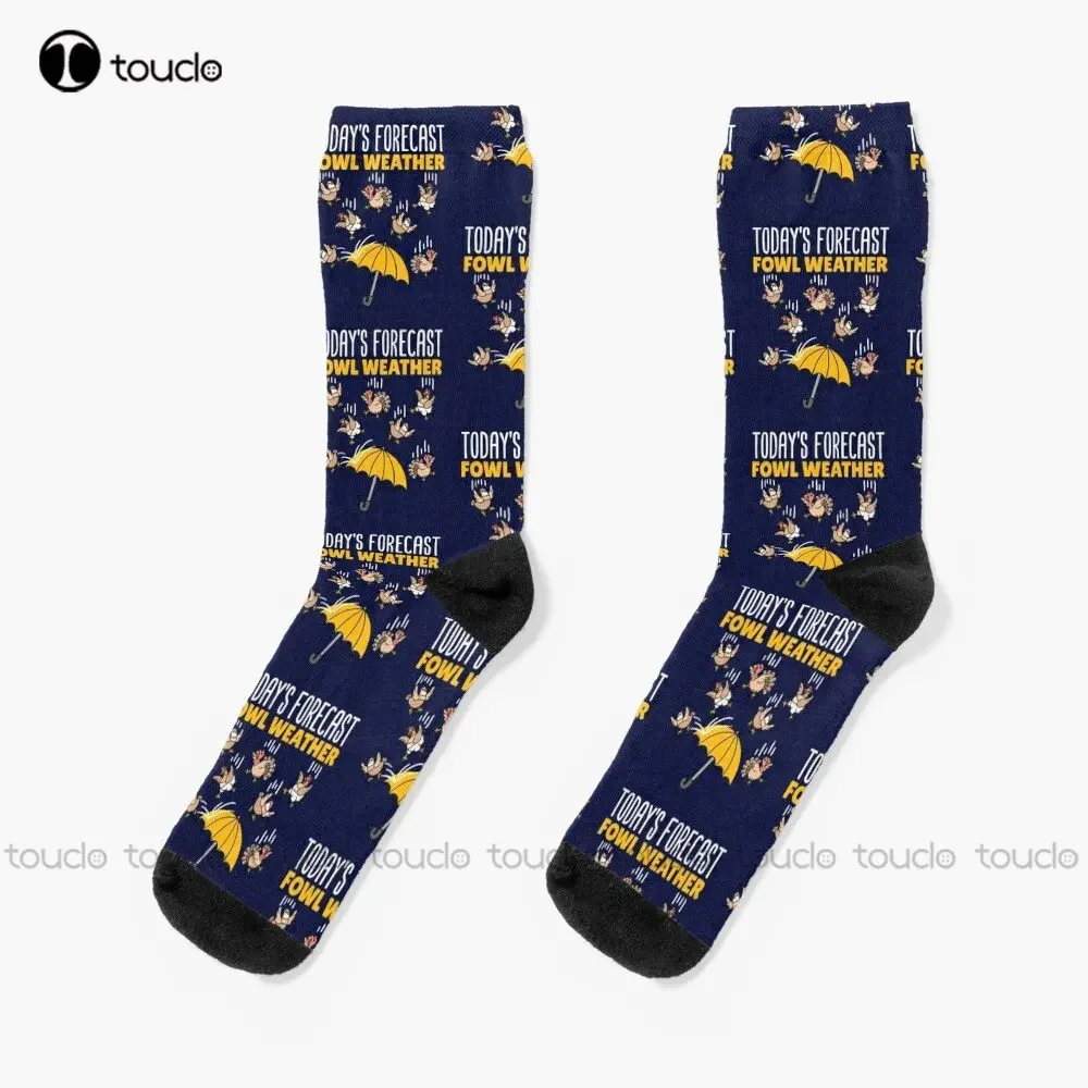 Meteorology Joke Today'S Forecast Fowl Weather Socks Thin Socks Women Personalized Custom Unisex Adult Teen Youth Socks Funny