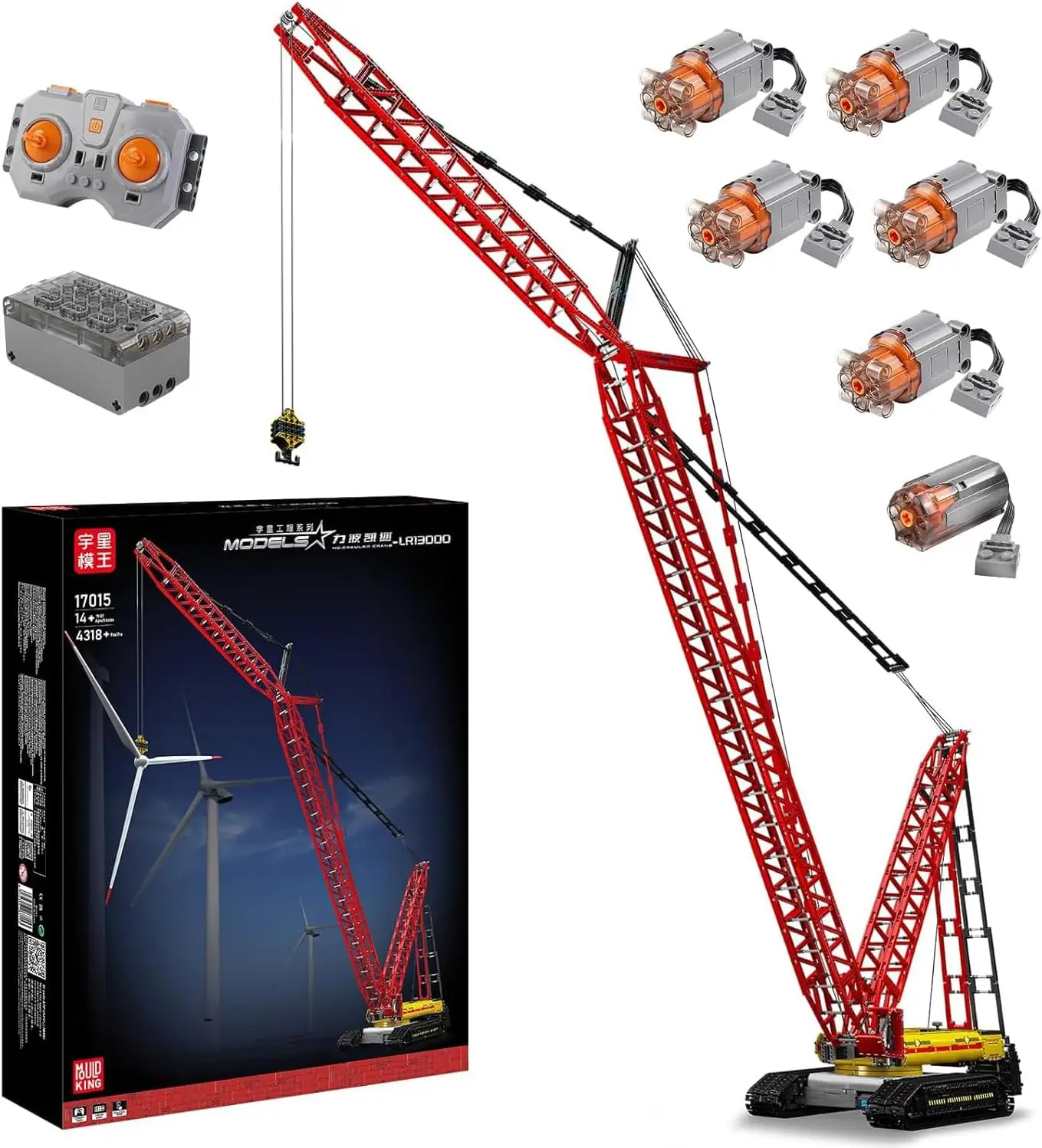 

MOULD KING 17015, технический Liebherr LR13000, гусеничный кран, строительные блоки, набор игрушек, мужской подарок на день рождения