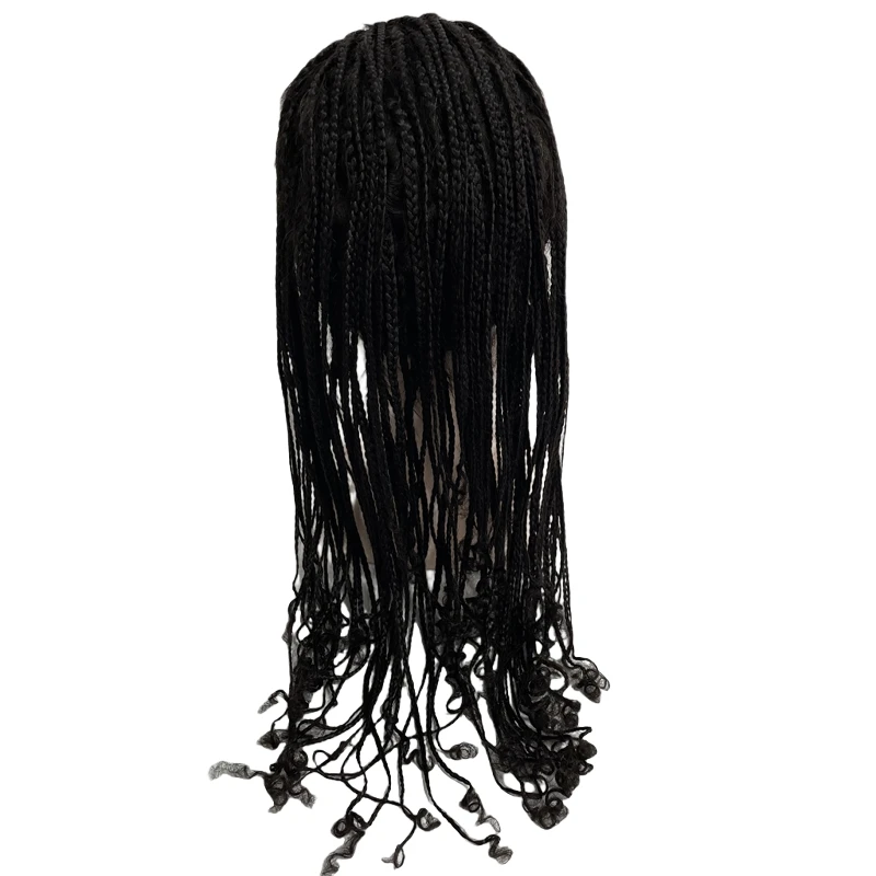 European Virgin Human Hair 20 inches 150% Density Box Braids Full Lace Wig for Black Woman