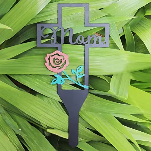 Metal Cross Garden Decor Stake Cemetery Memorial Cross Stake Dad Mom Husband Wife Uncle Aunt Cemetery Decorations, Cross Pile