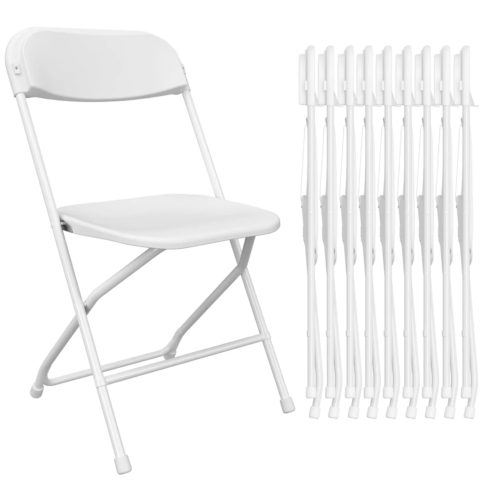 White Folding Chairs 10 Pack for Wedding Party School, 350lbs