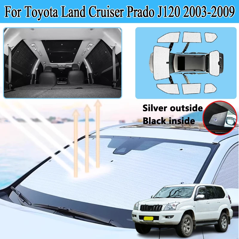 

For Toyota Land Cruiser Prado J120 2003~2009 Sun Visors Car Full Sun Shade Windshield Window Protect Privacy Anti-UV Accessories