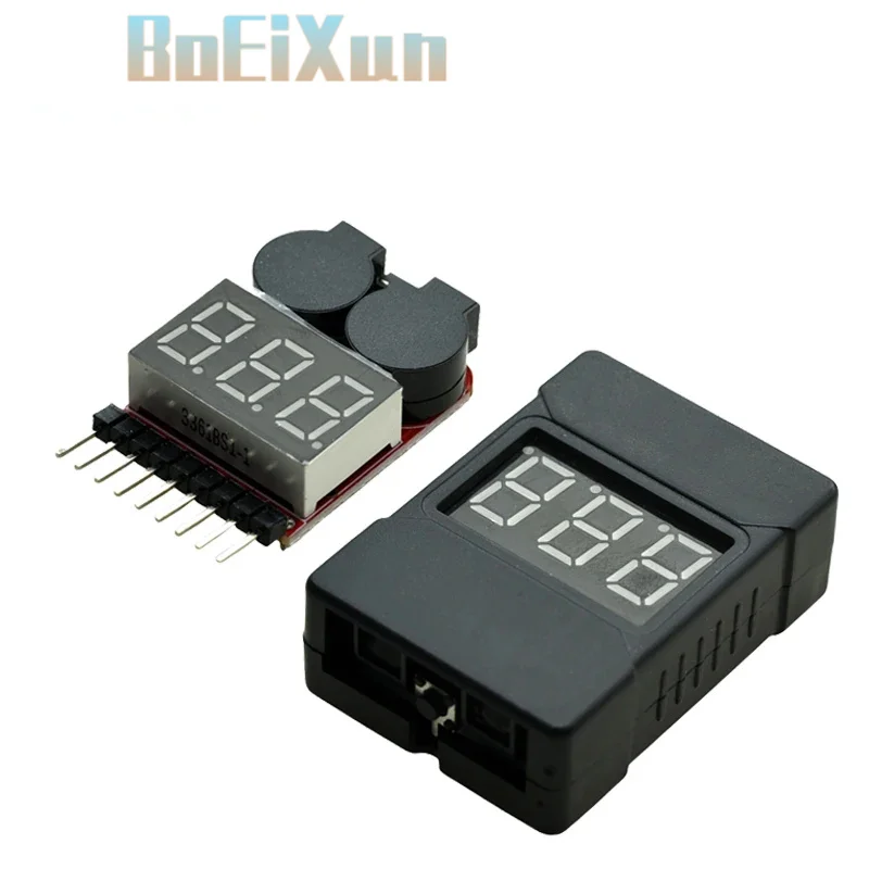 1-10PCS 2 IN 1 1-8S Lipo/Li-ion/Fe Battery Voltage Tester Low Voltage Buzzer Alarm Checker For Vehicles & Remote Control Toys