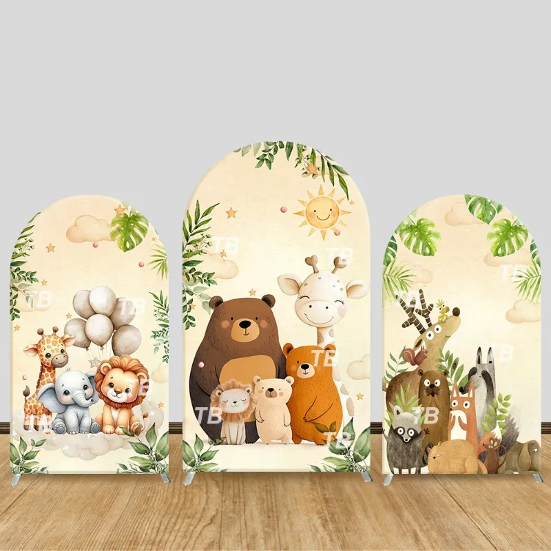 

Forest Cute Animals Arch Backdrop Cover Baby Jungle Theme Party Decor Photo Booth Background Baby Shower Supplies