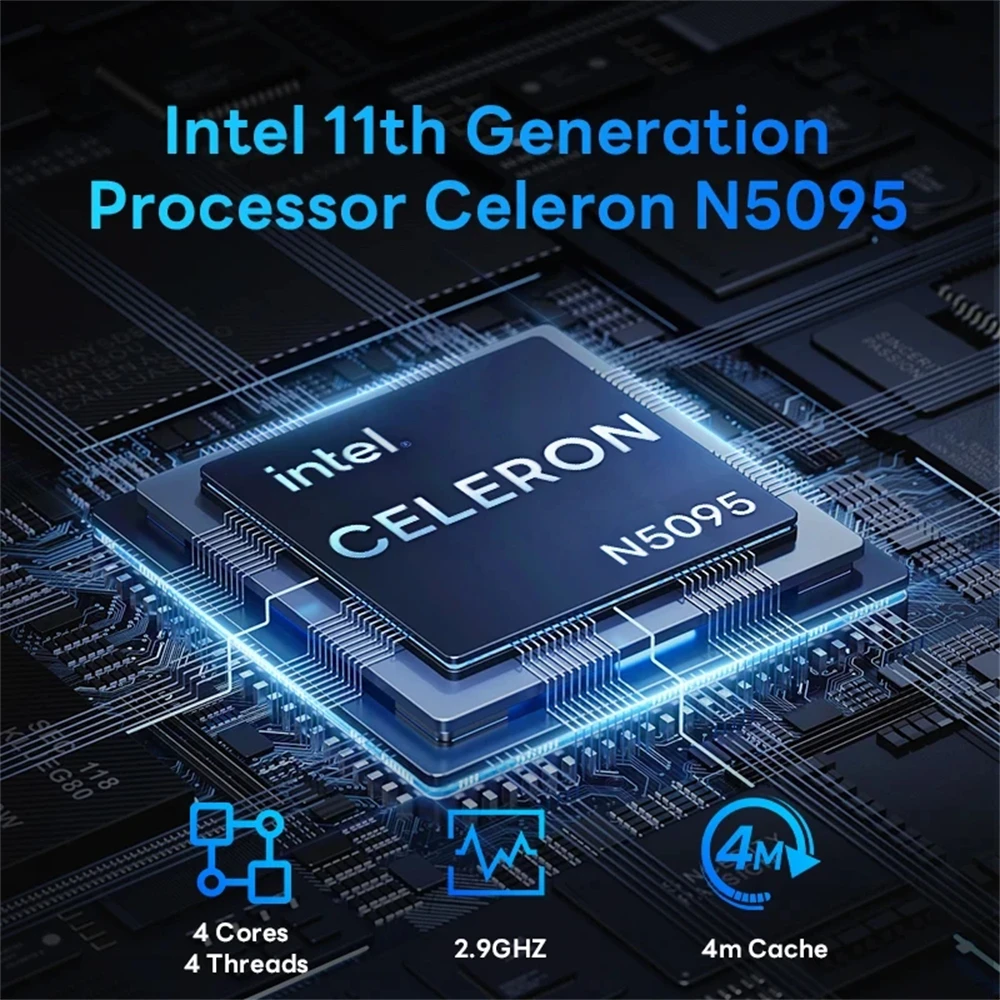 Новый портативный компьютер 2024 года, Windows 11, 16 ГБ ОЗУ, 1 ТБ SSD, Intel Celeron N5095, разрешение 1920*1080, ноутбук 14,1 дюйма, офисный