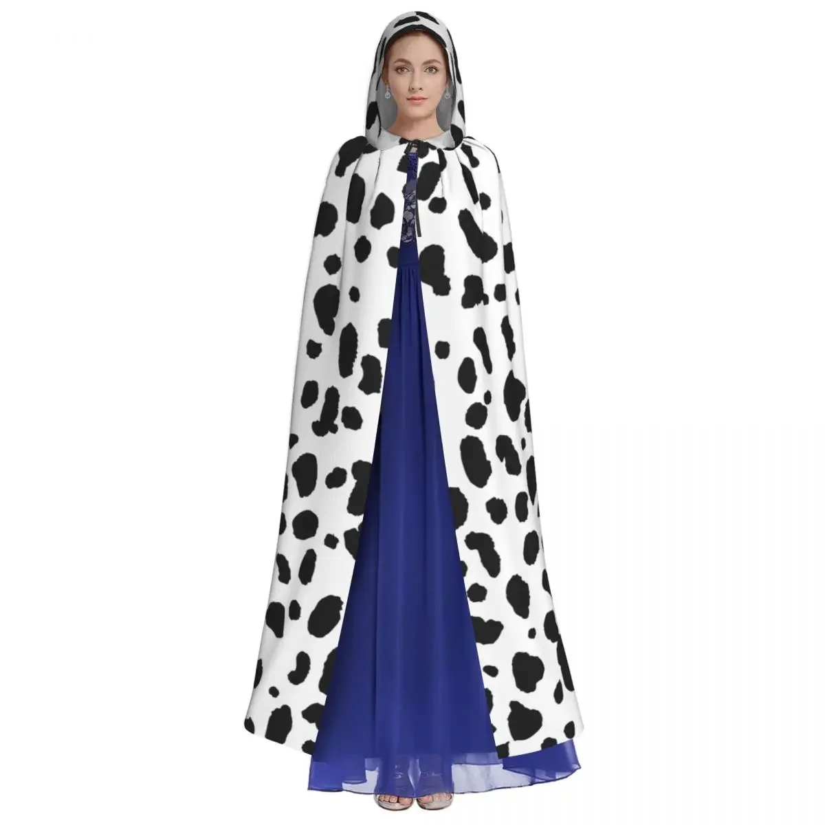 Dalmatian Dog Print Unisex Witch Party Reversible Hooded Adult Vampires Cape