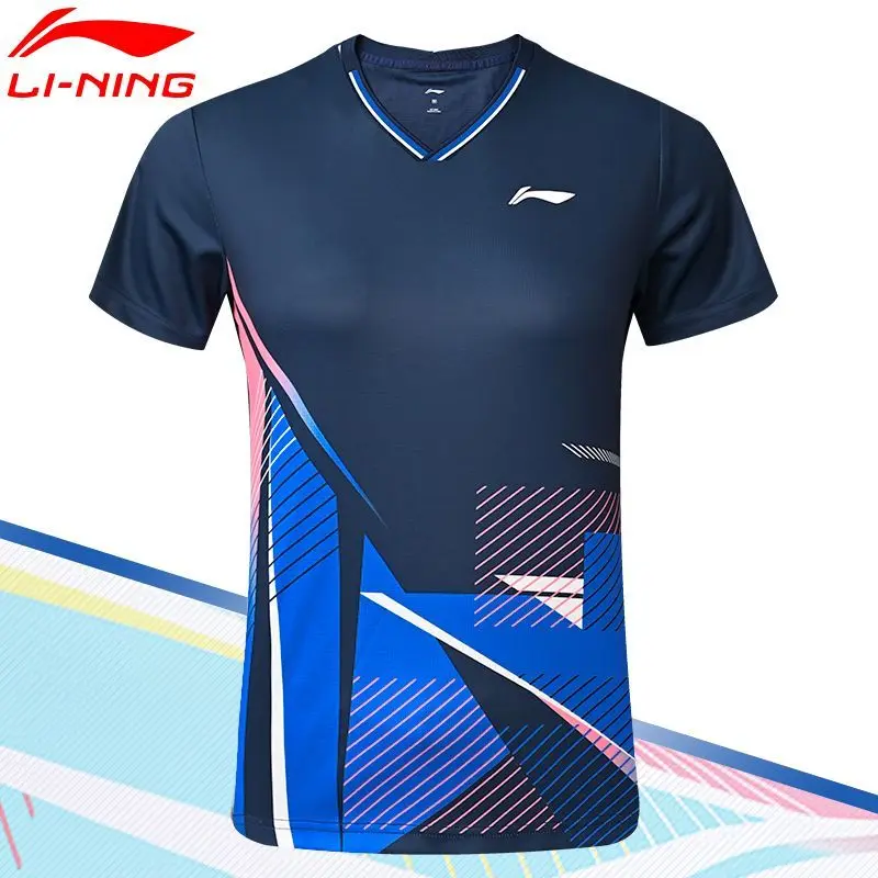

New Lining Badminton Clothes for Men and Women, Quick Drying Breathable Clothes, Training Sports Short Sleeves, AAYT813