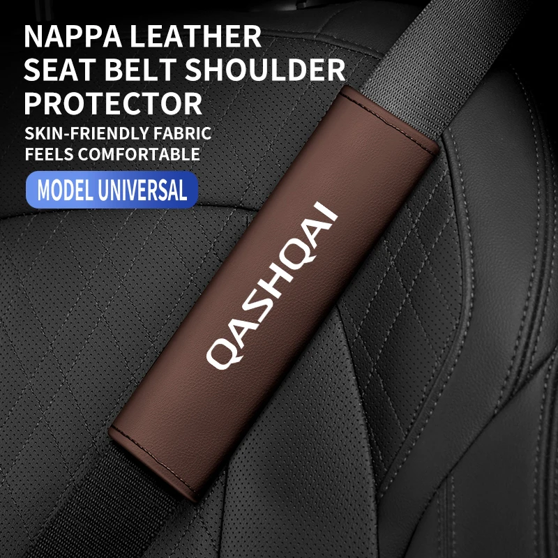 1Pc Leather Car Seat Belt Cover Safety Belt Shoulder Protection Interior Ornament For Nissan Qashqai J10 J11