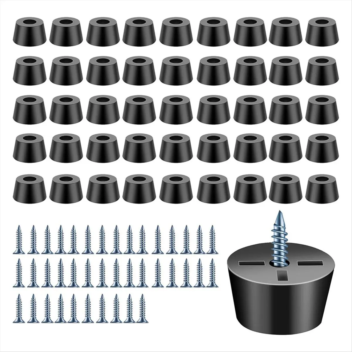 A13M 40 PCS Rubber Cutting Board Feet with 304 Stainless Steel Screw, 0.59 X 0.31Inch Cutting Board Feet Non for Furniture