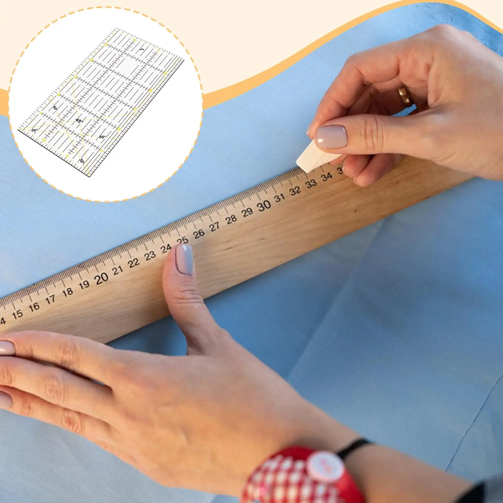 

Large Clear Acrylic Quilting Ruler Precision Grid Sewing Ruler Template for DIY Clothing Design Patchwork Cutting