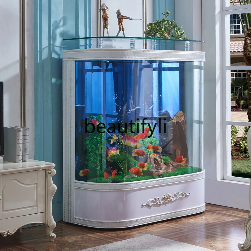 Round fish tank aquarium 1.2 meters water-free ecological glass bar large goldfish tank