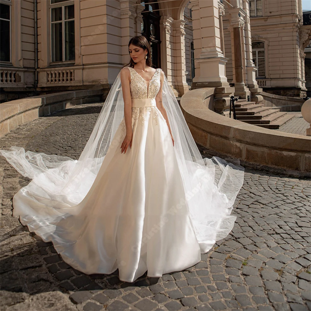 Vestidos femininos sexy com decote em V profundo, elegantes vestidos de noiva sem mangas, vestido de noivado formal, vestido de banquete, 2022