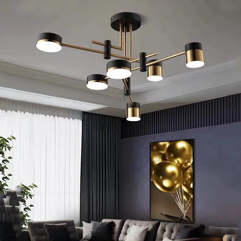 الشمال ثريا تركب بالسقف غرفة المعيشة غرفة نوم المطبخ الثريات الحديثة الفاخرة مصباح معلق Led بريق قلادة ضوء الذهب الأسود