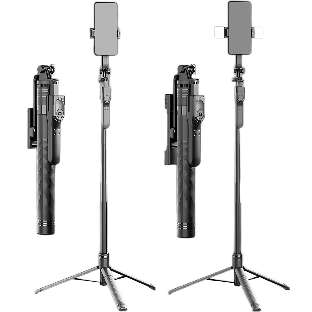 

3-axis Anti-shake Head Selfie Stick Mobile Phone Holder Bluetooth Remote Control Retractable 1.7 Meters with Flash Live Stand