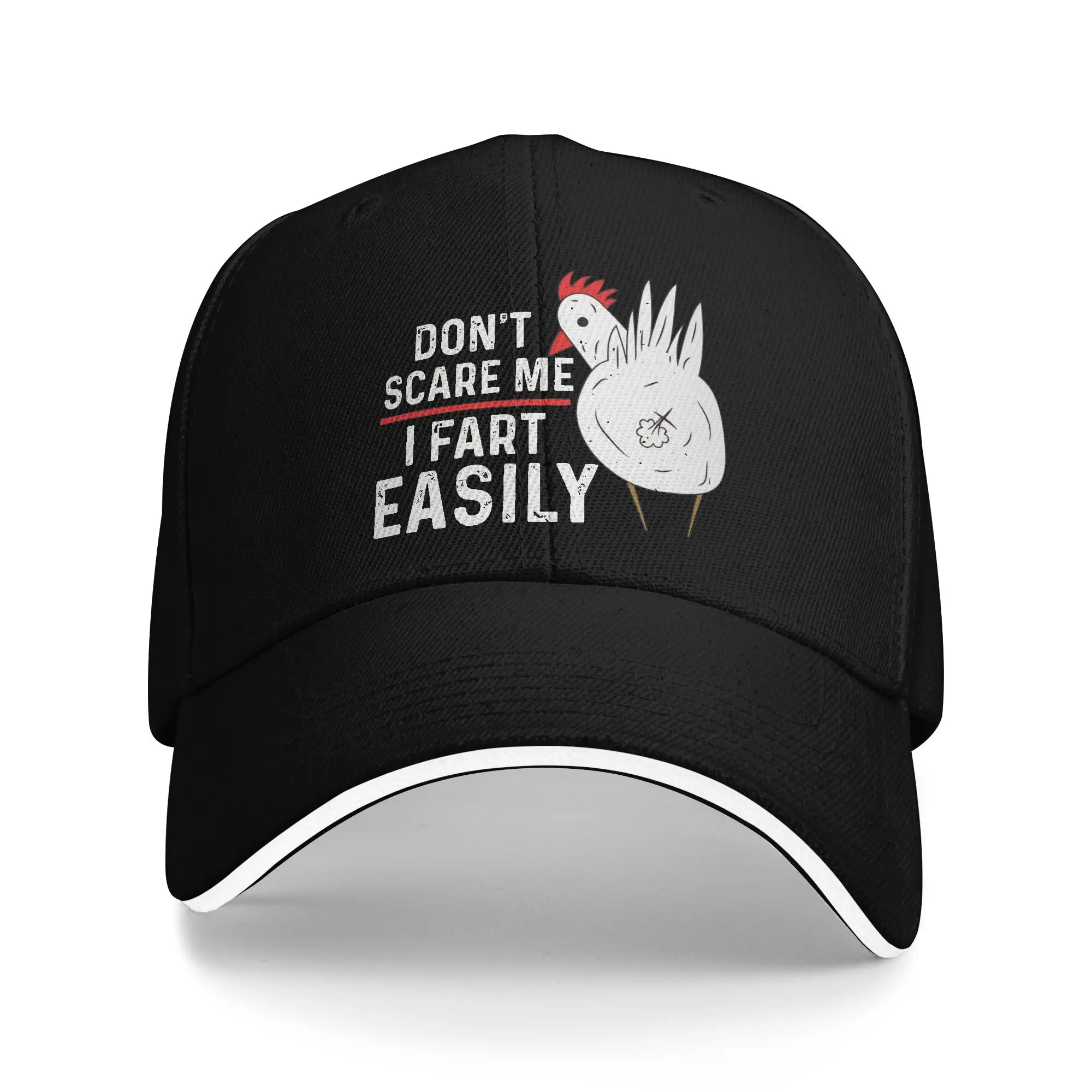 Don't Scare Me I Fart Easily Funny Sarcasm Funny Chicken Accessories Unisex Baseball Cap Travel Headwear Adjustable Snapback Cap