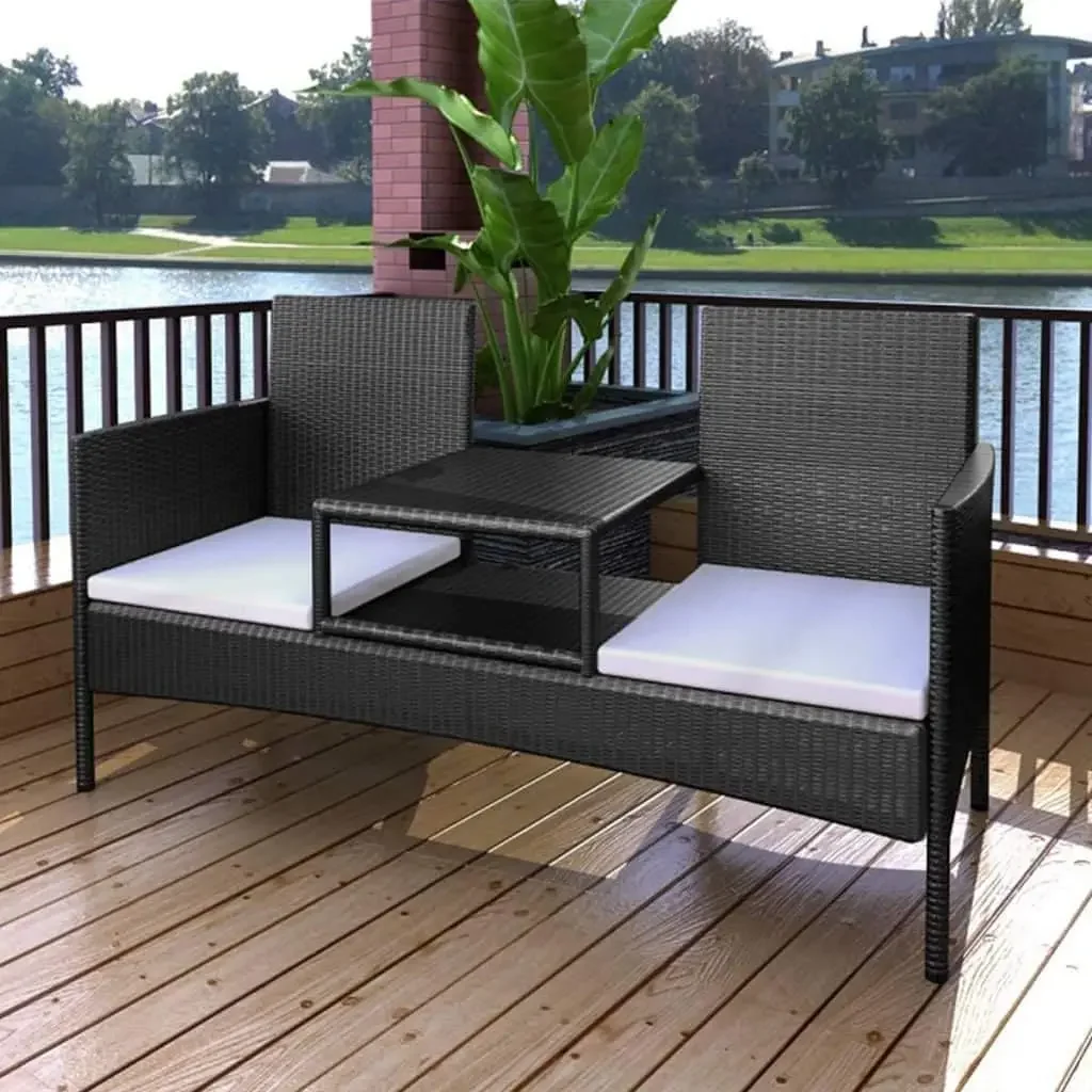 2-Seater Patio Sofa Outdoor Furniture Couch,Wicker Patio Furniture no Assembly,Patio Storage Ottoman,Love seat Outdoor,with Tea