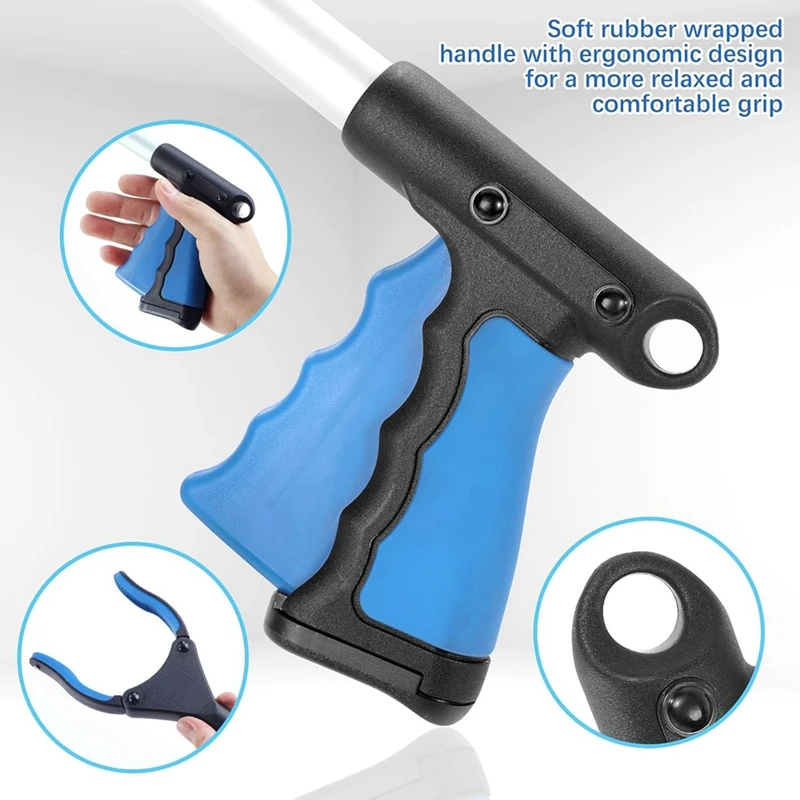 Recogedor de basura plegable, herramienta de alcance de agarre de 43 pulgadas, recogedor de basura superior y fácil de usar
