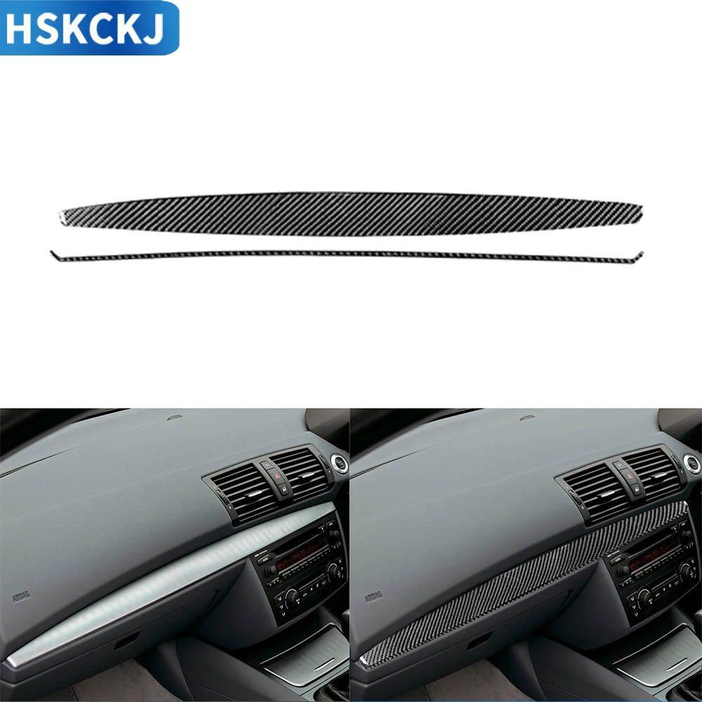 For BMW 1 Series E81 E82 E87 E88 2008-2013 Co-Pilot Dashboard Trim Strips Interiors Car Accessories Real Carbon Fiber Stickers