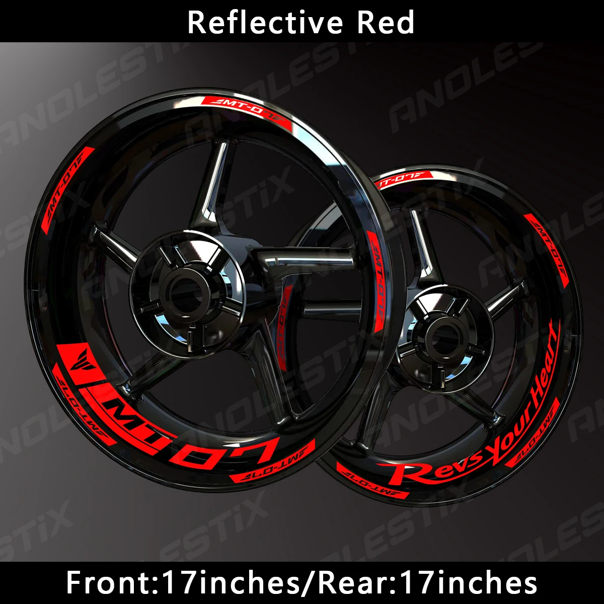 AnoleStix reflecterende motorfiets wiel sticker hub sticker velg streep tape voor YAMAHA MT-07 MT07