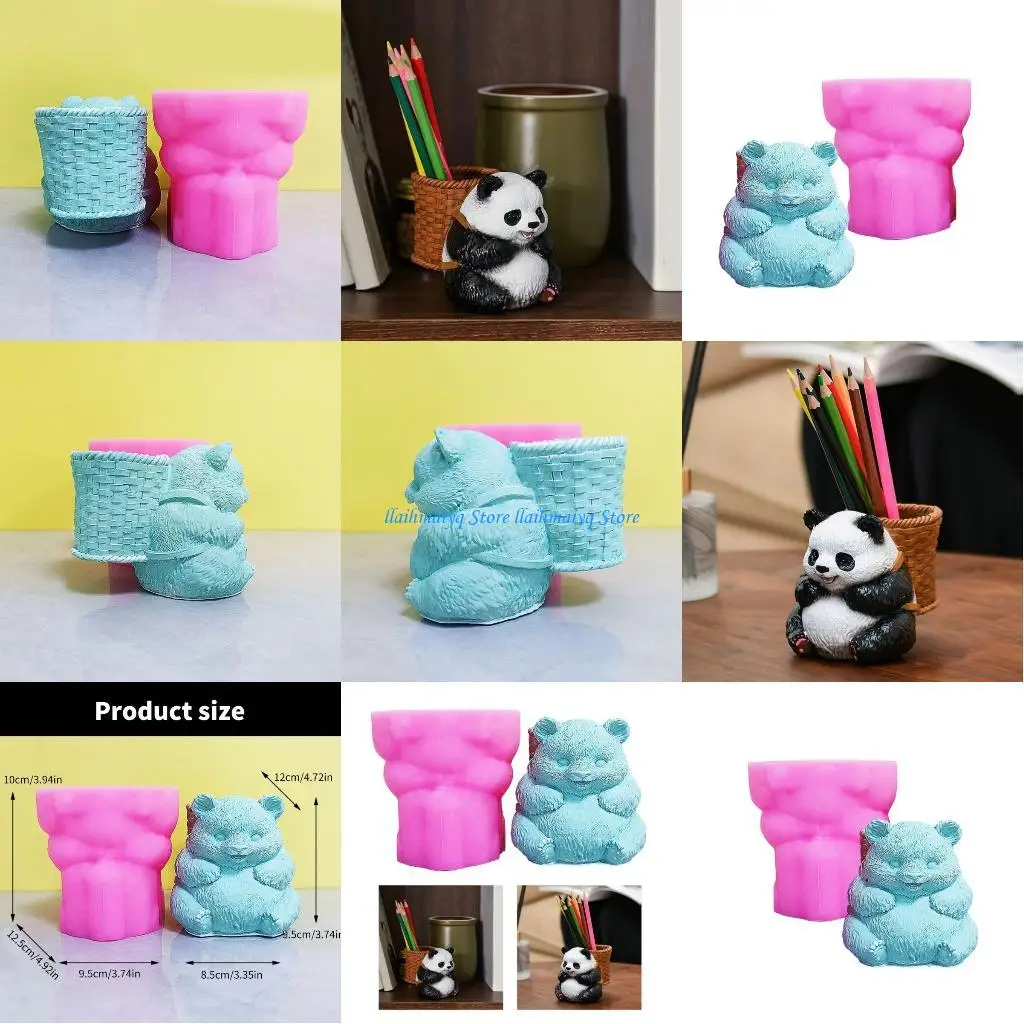 

573B Customizable Sturdy Silicone Crafting Mold Pandas Shaped Make Own Planter for Home and Office Decorations Ornament