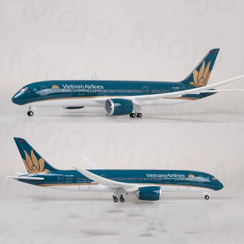 1:130 Scale 43cm 787 Boeing Jet B787 Vietnam Aircraft Model Die-Cast Resin Aircraft Jewellery with LED Lights for Collection