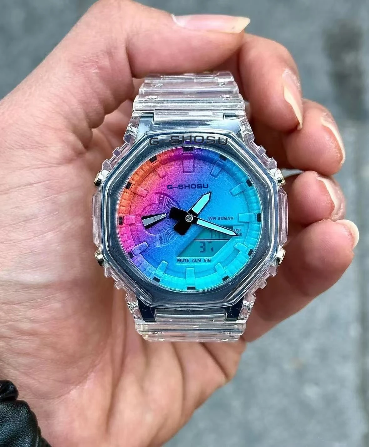 ساعة بلاك رينبو الرياضية الرقمية الإلكترونية للجنسين، وظيفة كاملة، شاشة LED مزدوجة، قرص كبير