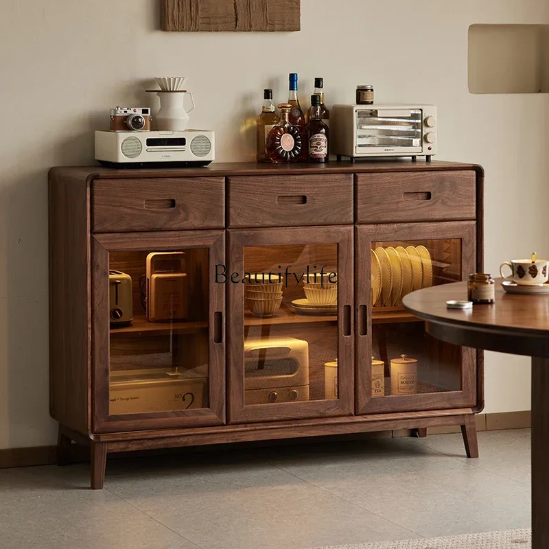 

-*North American black walnut Nordic simple living room against the wall solid wood locker