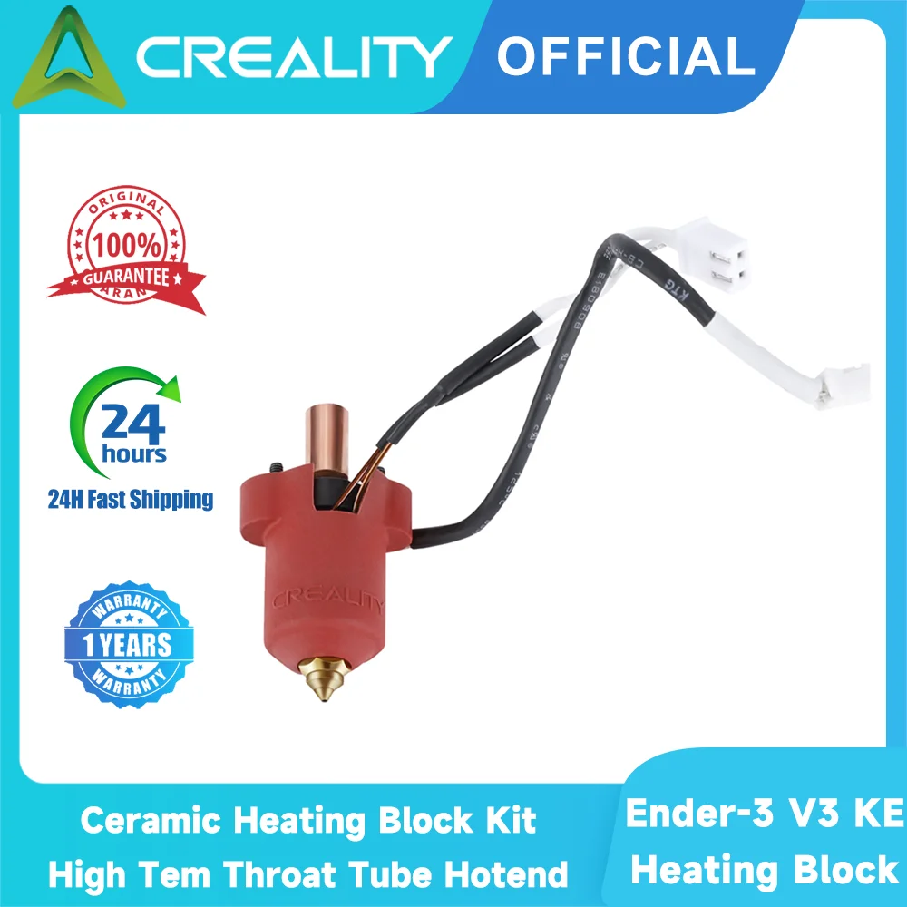 Creality Official Ender-3 V3 KE Ceramic Heating Block Kit High Tem Throat Tube Hotend Heat Block Kit for CR-10 SE / Ender3 V3 Ke