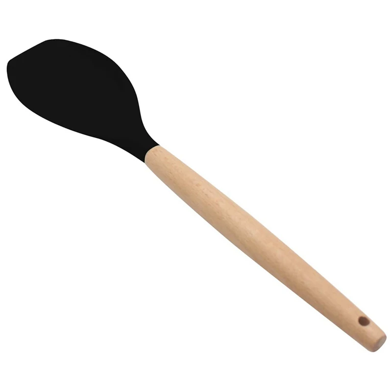 SEWS-Silicone Spatula, BPA Free & 480°F Heat Resistant,Wooden Handle Non Stick Kitchen Spatulas For Cooking, Baking