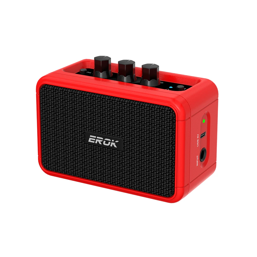 EROK 5W Electric Guitar Speaker Clean and Overdrive 2 Sound Effects Support BT/Headphone Connection Mini Amplifier