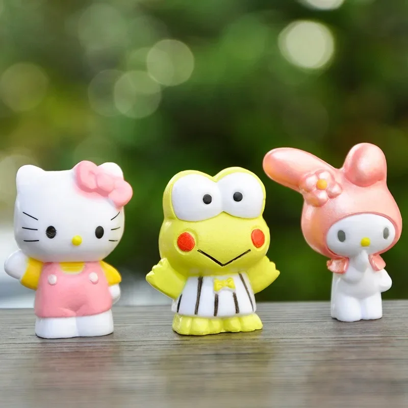 Figurka Sanrio Cinnamoroll Kuromi melodia Hello Kitty Mini zabawki lalki ozdoba dla dzieci prezenty urodzinowe narzędzie do dekoracji ciast