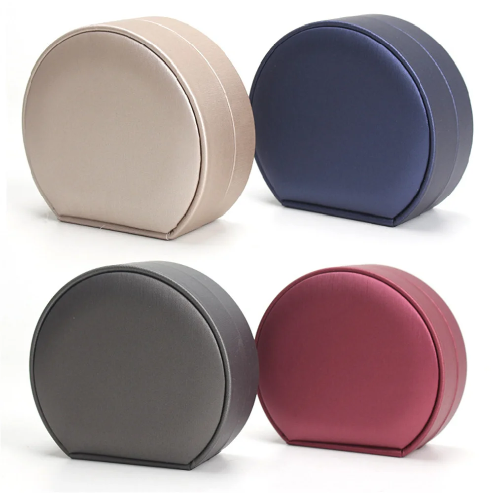 Semicircular Brushed PU Leather Creative Pendant Box Scallop Necklace Earrings Jewelry Packing Gift Box