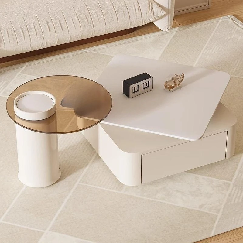 Square rock slab coffee table modern minimalist light luxury white simple small apartment