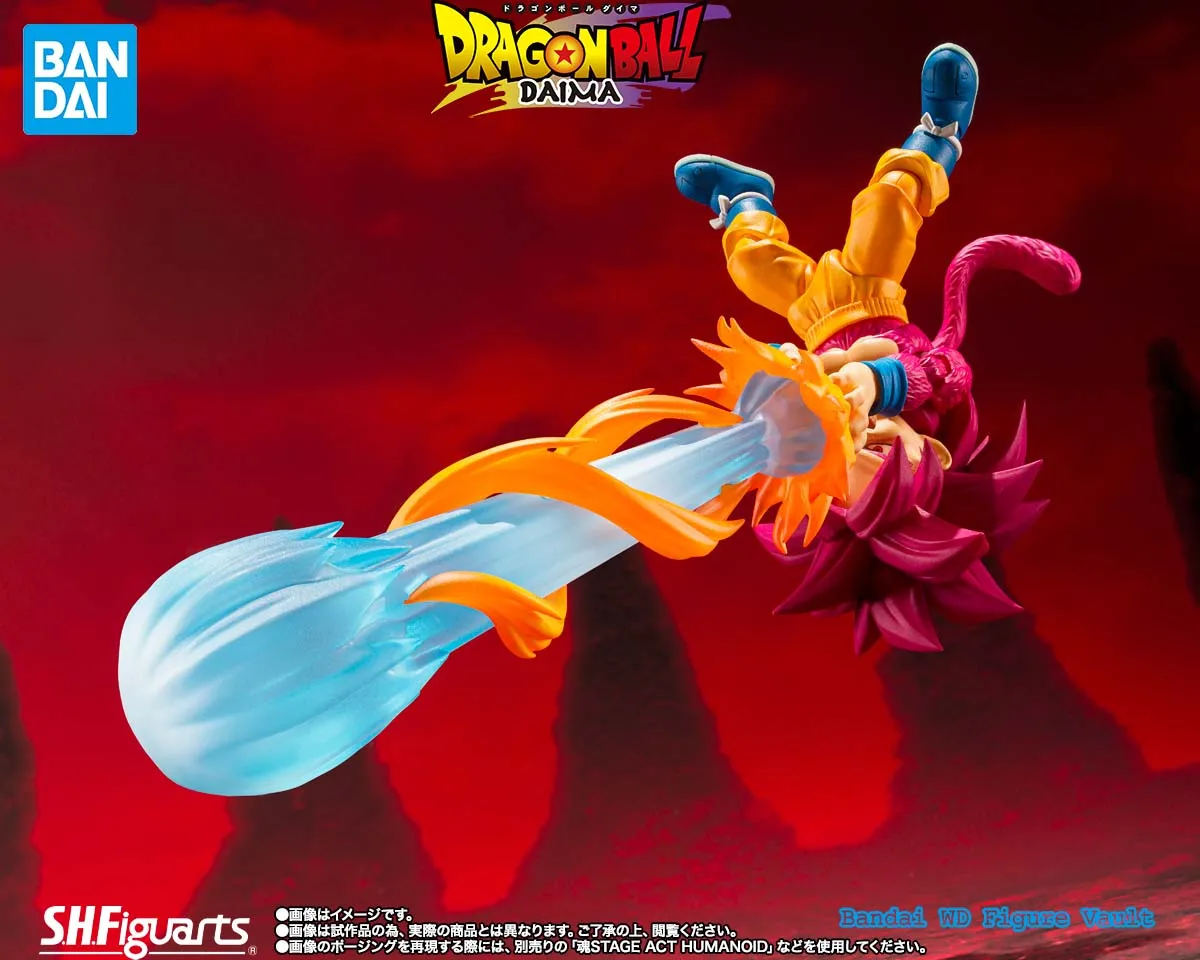 En stock Bandai Dragon Ball DAIMA S.H.Figuarts Super Saiyan 4 Son Goku (Mini) -DIMA figuras Anime modelo genuino en caja juguete para regalo