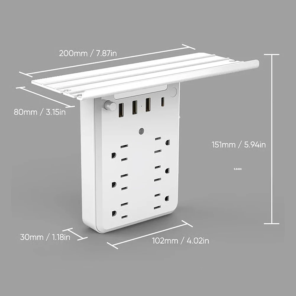 

Socket with Night Light 10 in 1 Outlet Extender and Organizer with Dimmable LED for Home and Office Charging Hub