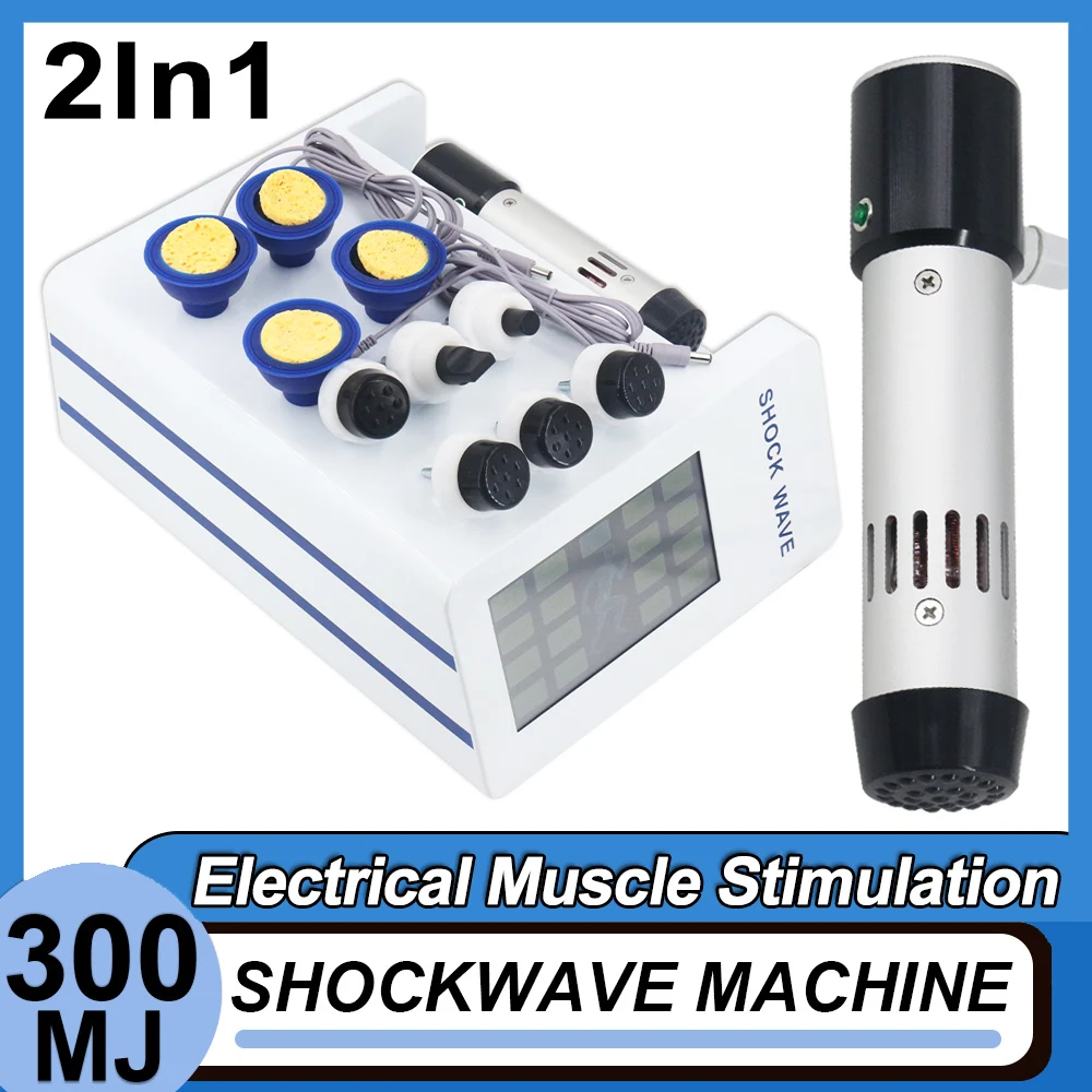 300mj Shockwave Therapy Machine With 7 Heads Portable 2In1Shock Wave Muscle Stimulation Knee Joint Pain Relief Deep Body Massage