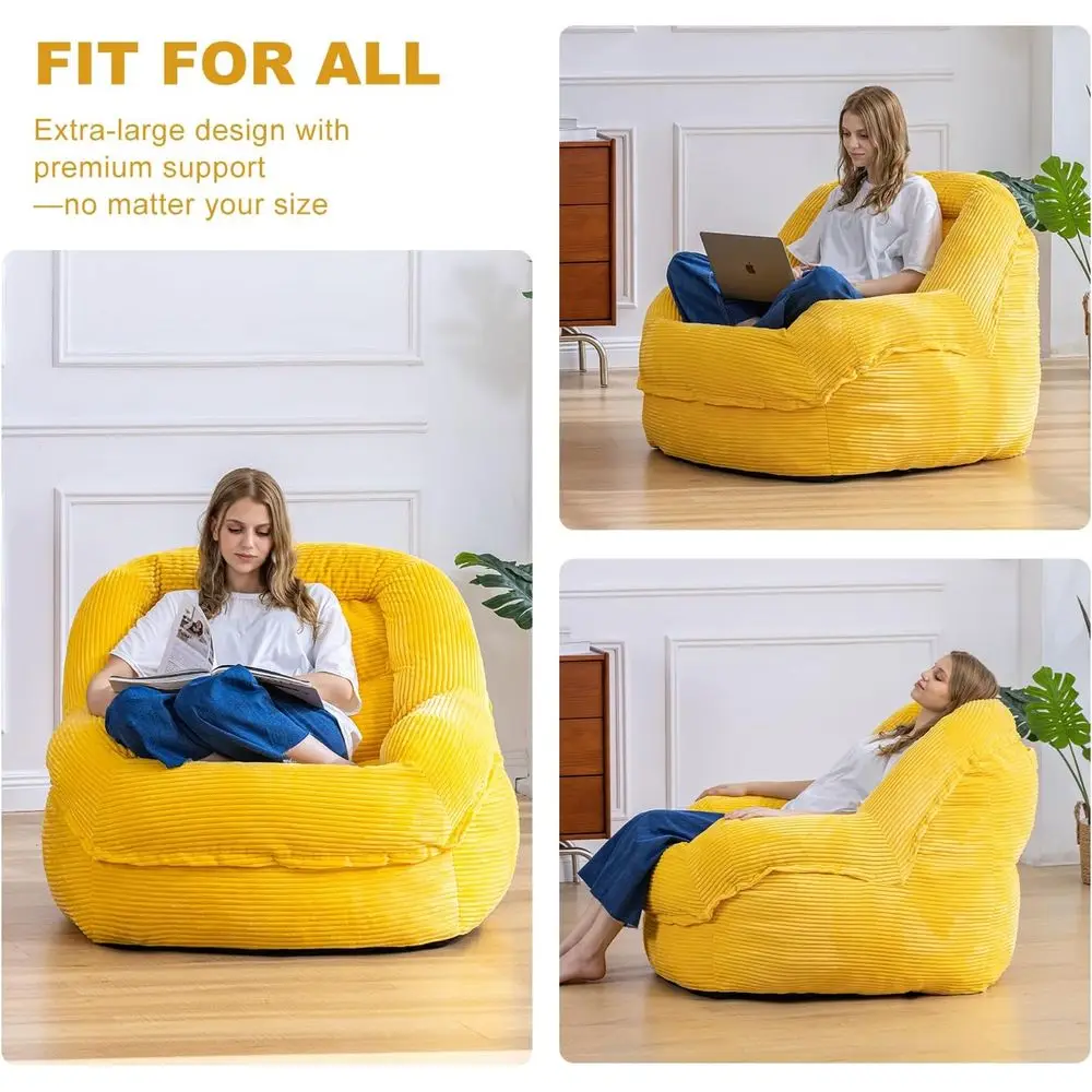 كرسي بين باج سروال قصير كبير الحجم مع مساند للذراعين - حشوة إسفنجية عالية المرونة، مثالي للبالغين، غرفة المعيشة، غرفة النوم، الألعاب #5