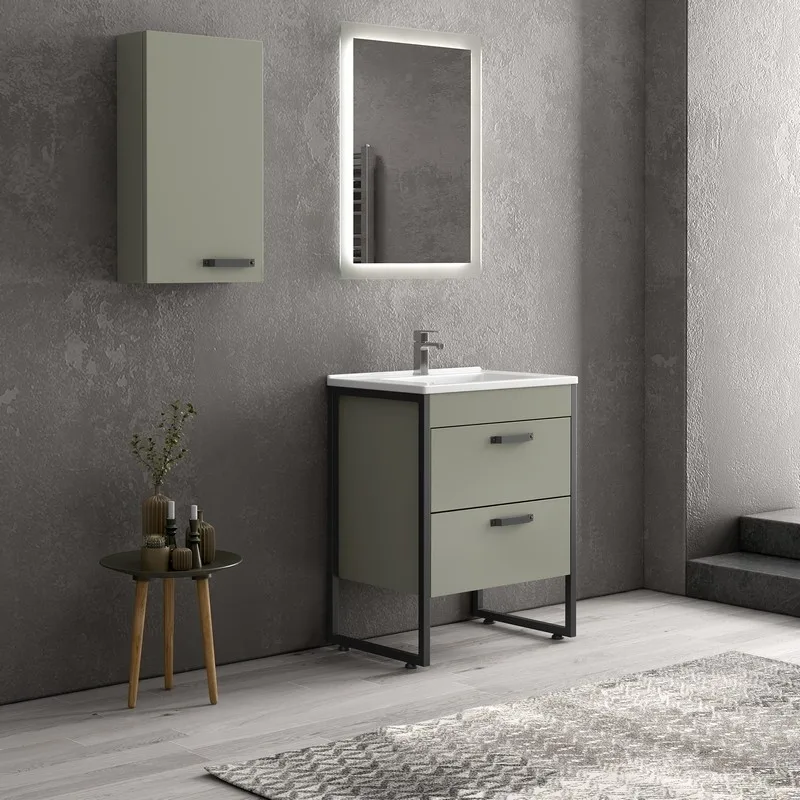 65cm Floor-Standing Bathroom Double Vanity Unit LED Mirror IKOS-65 Wall Cabinet Composition