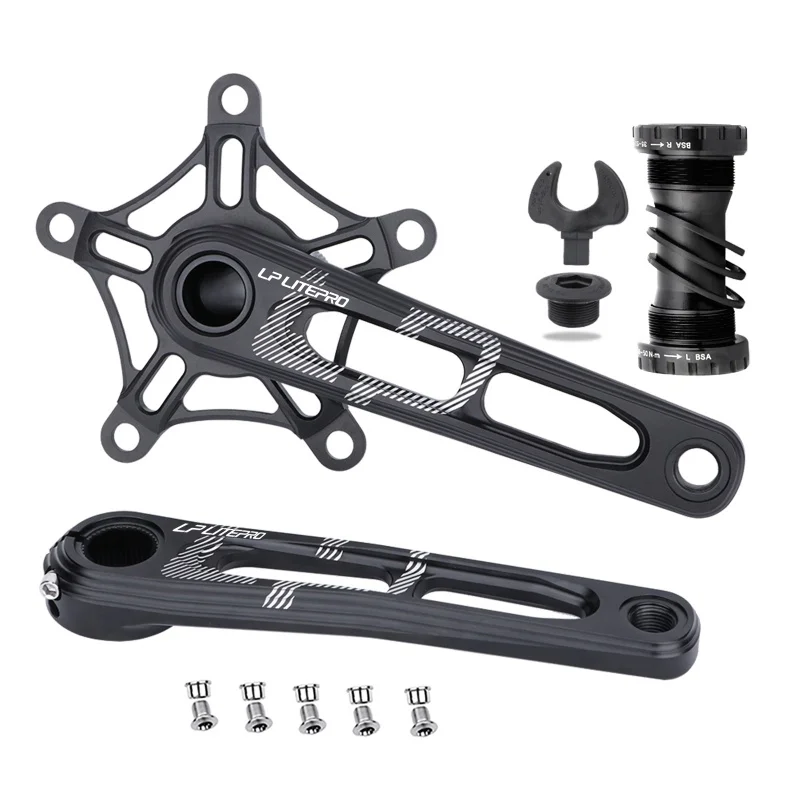 

Bike Crank Arm Set For Folding Bicycle 170mm 130BCD 5 Bolts Bicycle Crankset With Bottom Bracket And Chainring Bolts