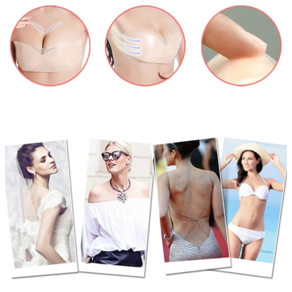 Siliconen Bh Push-Up Waterdichte Herbruikbare Eendelige Borst Sticker Bh Push-Up Zelfklevende Tepel Stickers Strapless Bh Pads