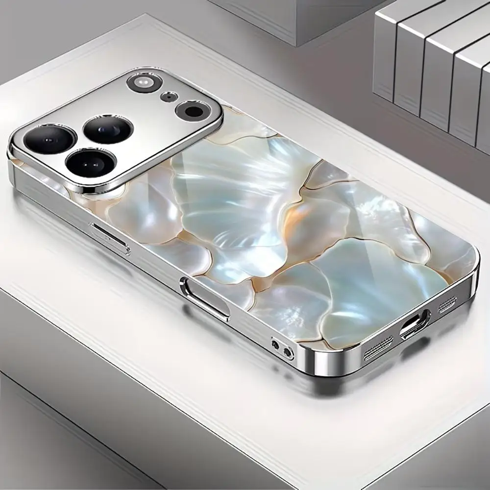 Muschelmuster Hochwertige Handyhülle Galvanisiertes Glas TPU Handyhülle für iPhone 17, 16, 15, 14, 13, 12, 11 Pro Plus – Detail 3