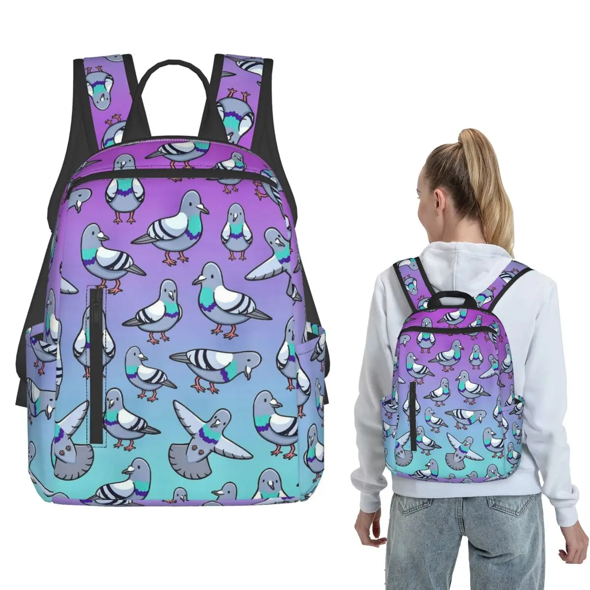 

Pigeon Themed Pattern Backpack Daypack Boys Girls BookBag School Bag Shoulder Bags for Men Women
